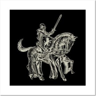 medieval knight on a horse Posters and Art